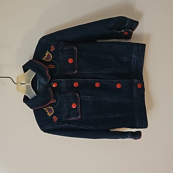 Vintage SPROCKETS Floral Embroidered Denim Snap Jean Jacket - Picture 2 of 5